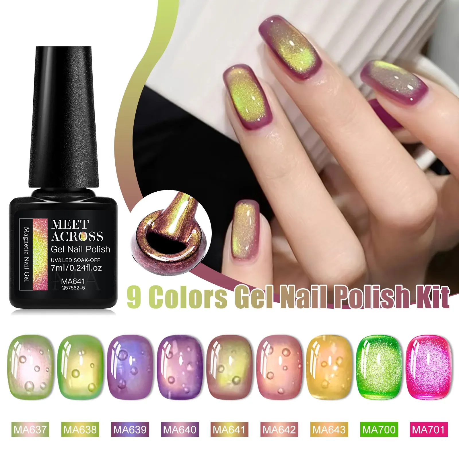 12 Pçs/set Gato Fluorescente Magnético Unha Gel Polonês Goiaba Verde Neon Cor Com Vara Magnética Semi-Permanente UV Gel Nail Art Kit
