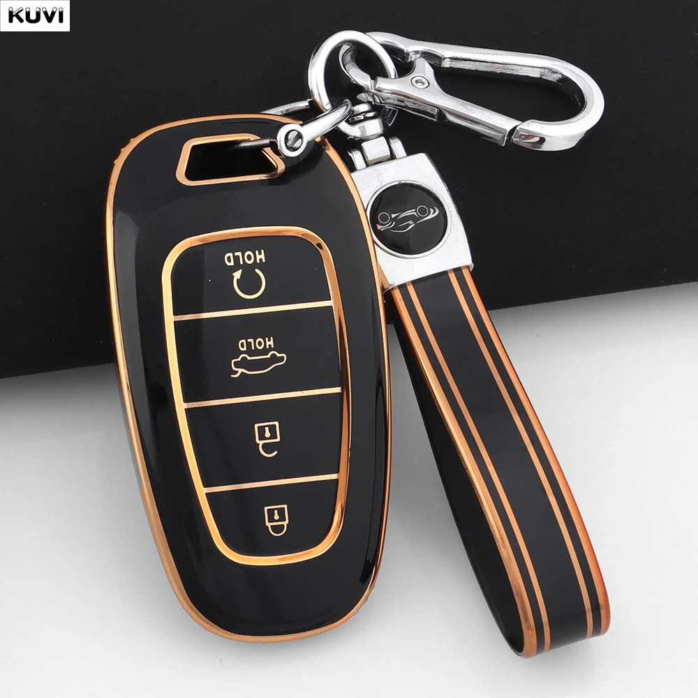 Para hyundai santa fe tucson 2022 nexo nx4 atos prime solaris 2021 tpu caso chave remota do carro capa 4 botão titular fob acessórios