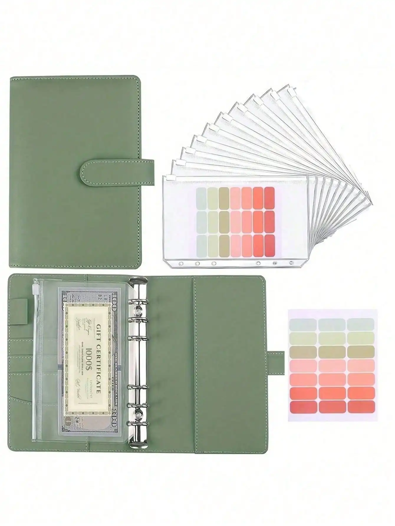 

A6 Budget Binder with Cash Envelopes – PU Leather Notebook & Savings Planner for School