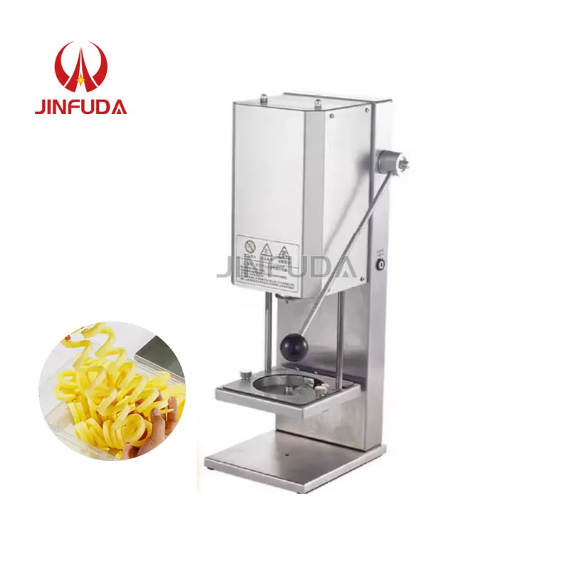 Stainless Steel Commercial 3-10 Mm Thickness Adjustable Spiral Potato Cutter Fries Machine for Curly Chips Curly French Fries