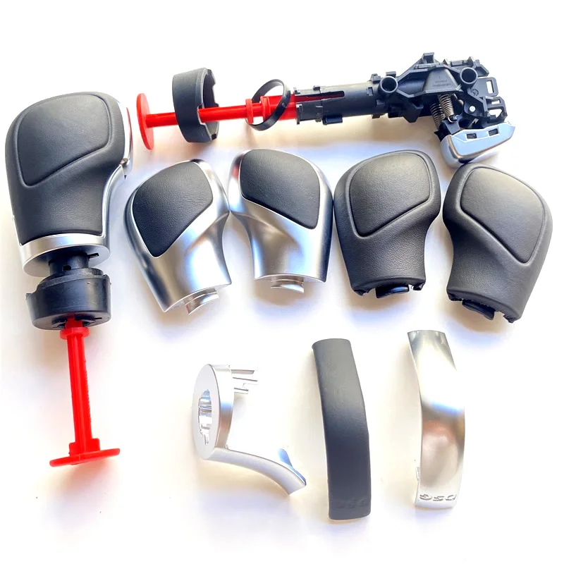 OEM 1PCS Cubierta Lateral de Palanca de Cambios Cromada Mate con Cuero y Emblema DSG para VW Golf 6 7 R GTI Passat B7 B8 CC R20 Jetta MK6 GLI