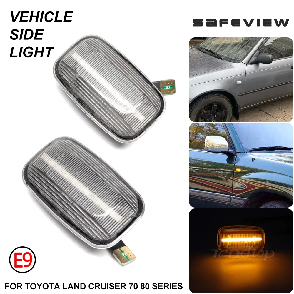 2pcs Sequential Flashing LED Turn Signal Light for Toyota Land cruiser Landcruiser 70 80 100 Series Side Marker Fender Lights