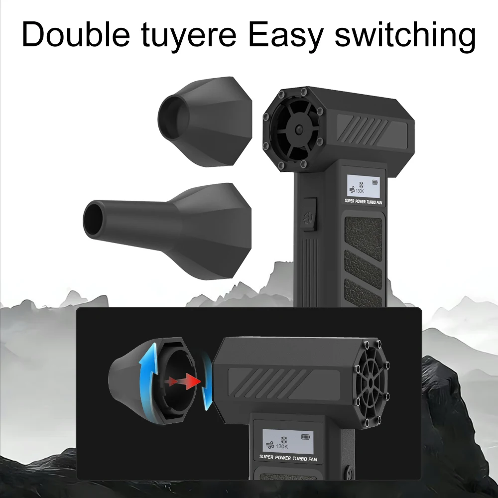 

130000RPM Air Blower Handheld Mini Turbo Fan Jetdry Blowers with LED Display Screen 40m/s High Speed Wireless Turbofan Jet