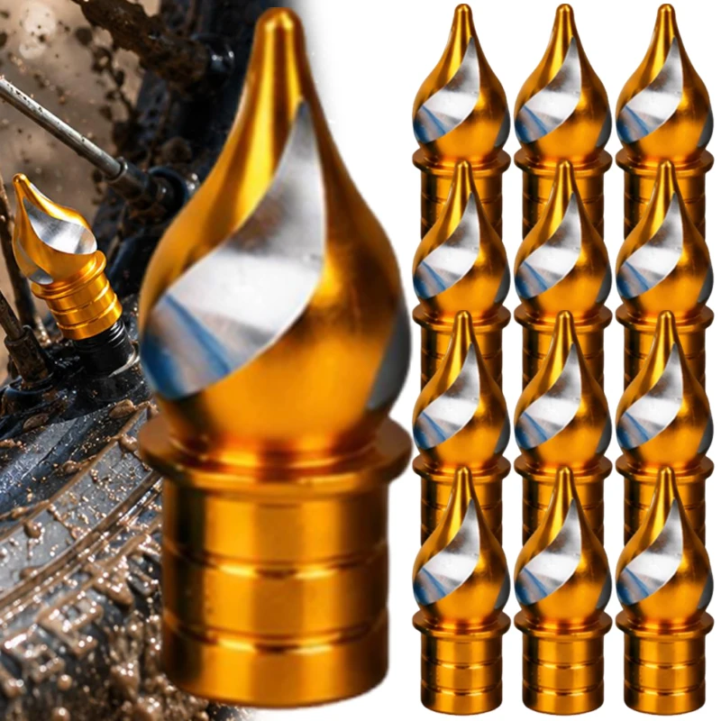 Car Wheel Valve Caps Leak Proof Valve Wheel Caps Car Customization Accessories Aluminum Alloy Pointed Ice Cream Cone Valve Cap