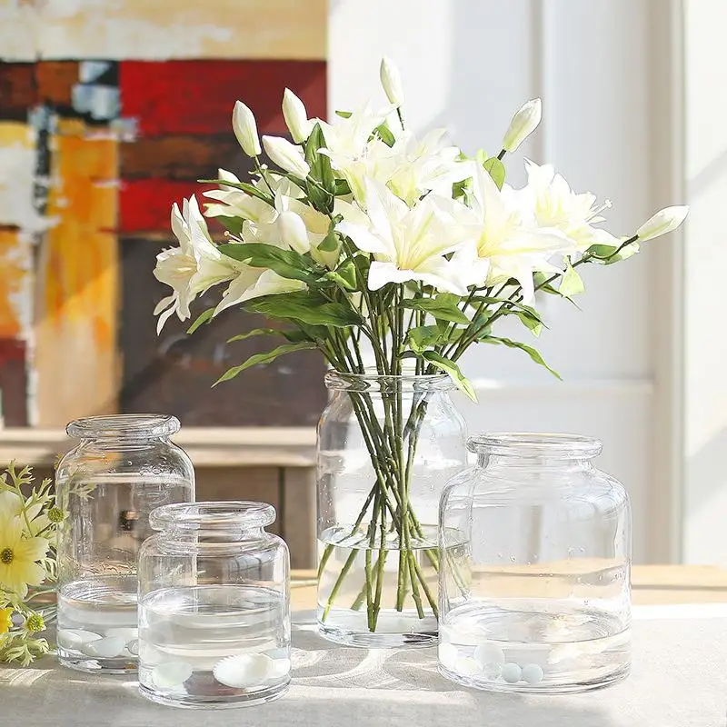 

Современная матовая прозрачная стеклянная ваза, декоративный предмет для дома, маленький цветочный горшок, украшение для гостиной, набор из трех предметов от Bh...