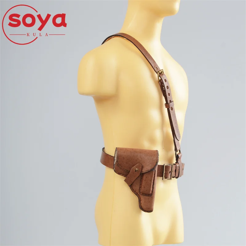 BRĄZOWY ARTYSTYCZNY PASEK NA RAMIĘ 1/6 SKALA, PAS BUDZIKOWY, KABURA NA PISTOLET, ETUI NA PISTOLET, AKCESORIA, MODEL PASUJĄCY DO FIGURKI AKCJI ŻOŁNIERZA 12 CALI