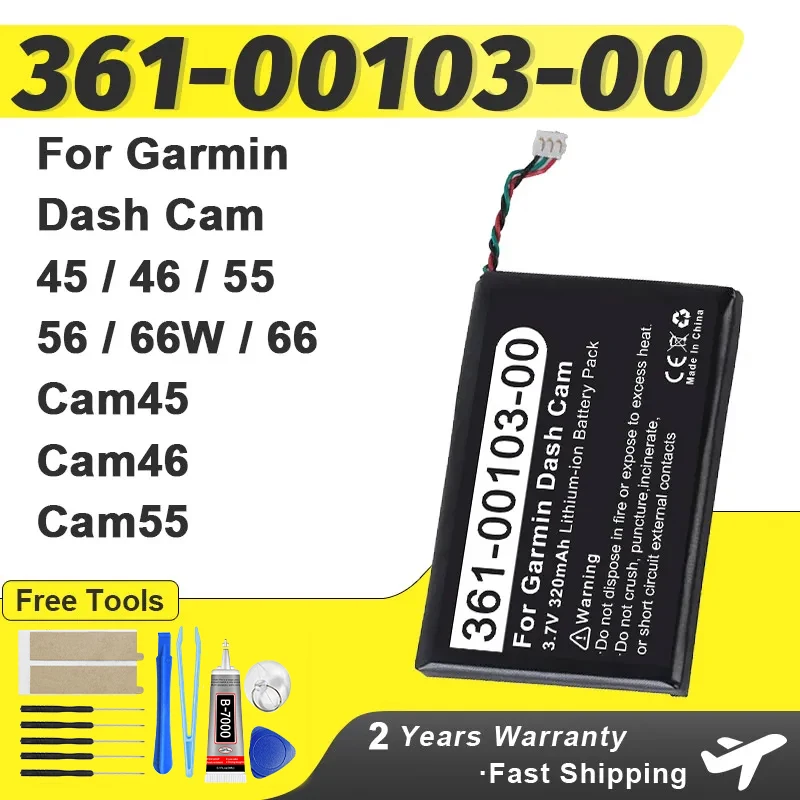 New Replacement Battery 361-00103-00 For Garmin Dash Cam 45 46 55 56 66W Driving recorder Li-Po Rechargeable Pack Batteries
