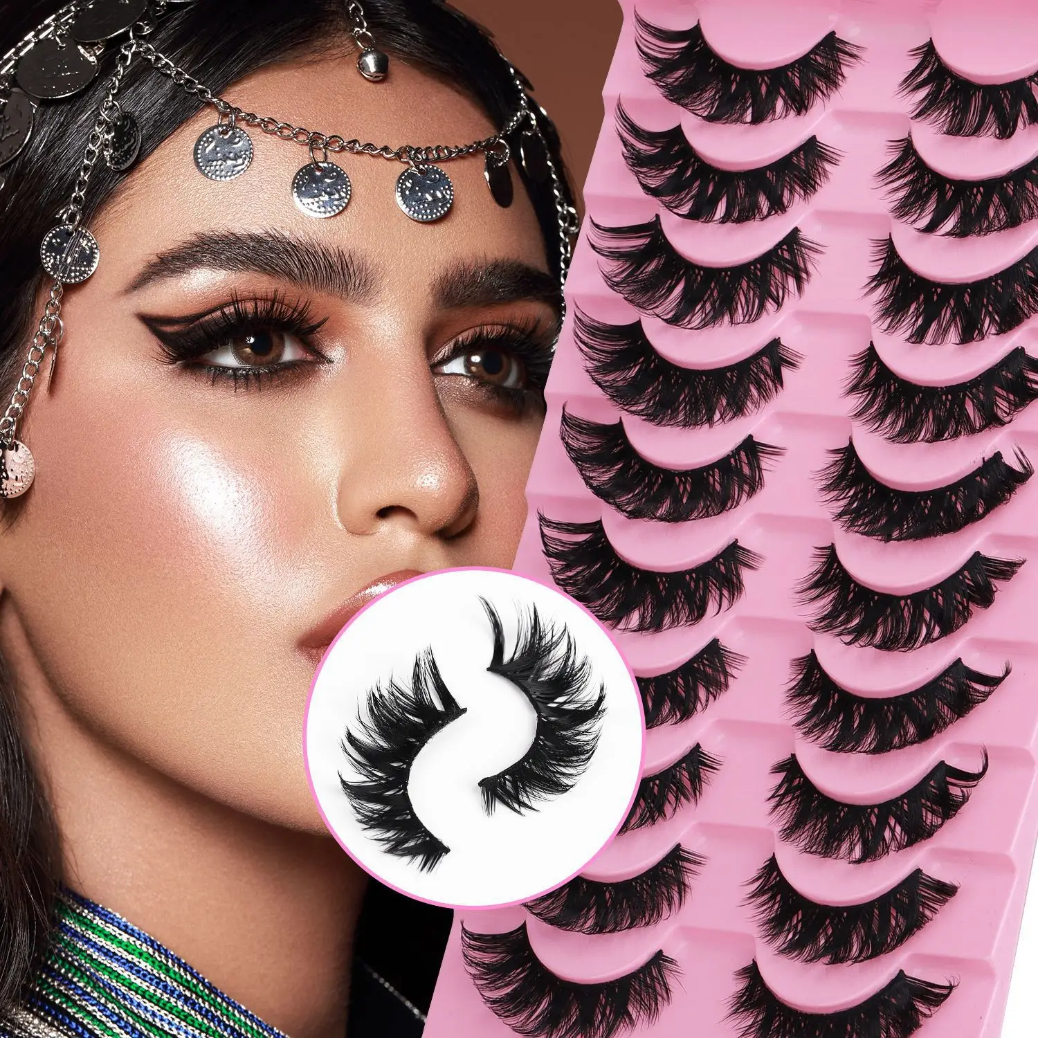 Novos 10 pares de cílios postiços completos naturais, cílios grossos e fofos para uso em festas, cílios mangá, itens essenciais para viagem