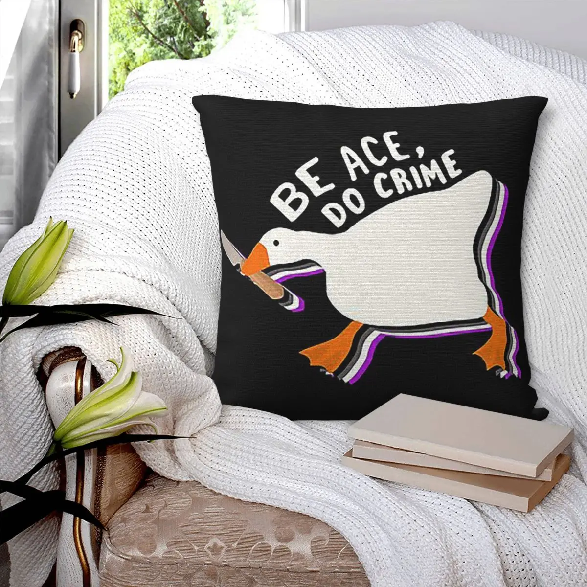 Be Ace Do Crime Goose Square Pillowcase Pillow Cover Polyester Cushion Decor Comfort Throw Pillow for Home Bedroom