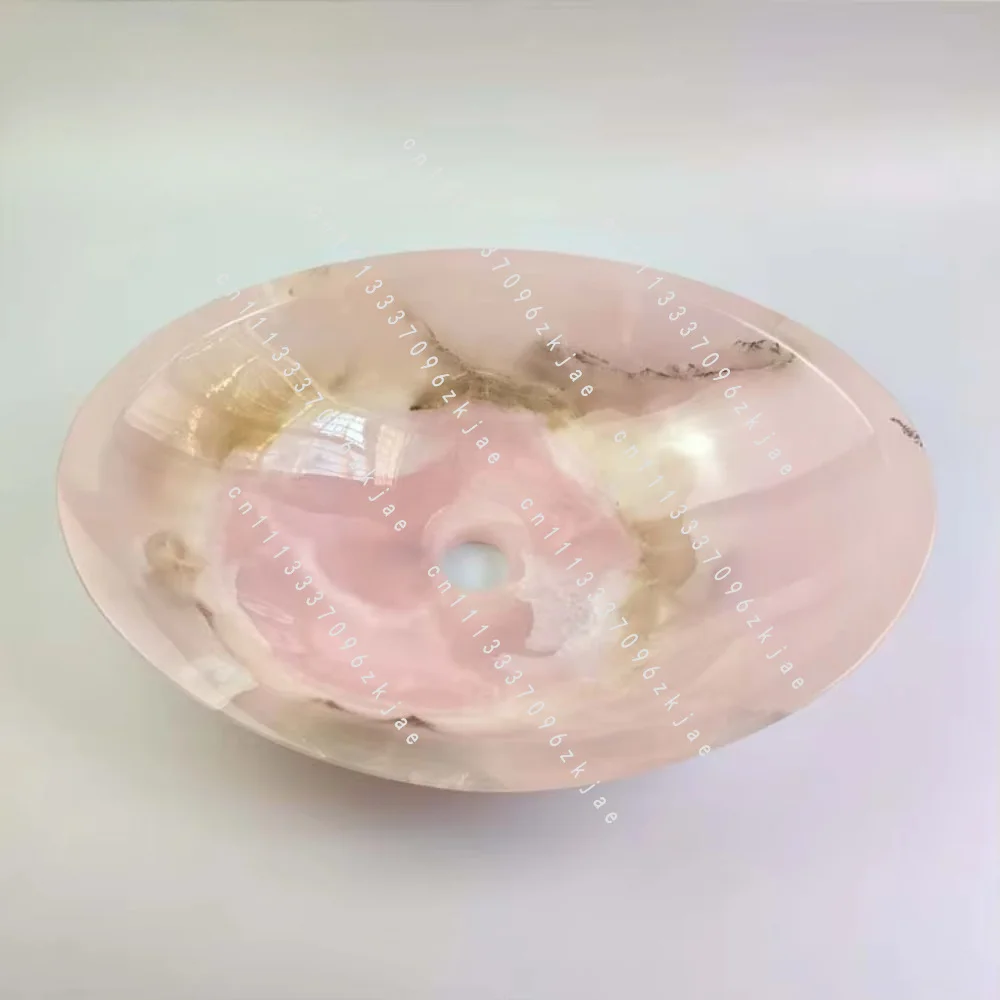 Handmade Luxurious Gemstone Rose Quartz Bathroom Decorative Wash Basin Rose Quartz Bowl for Washing