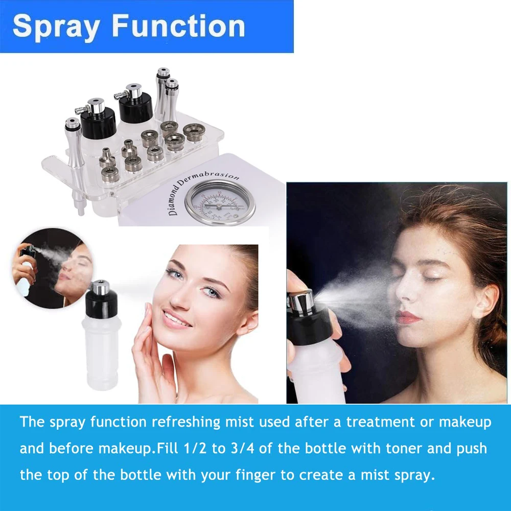 AOKO 3 In 1 Professional Portable Diamond Microdermabrasion Water Spray Beauty Machine Facial Moisten Acne Face Exfoliate Device