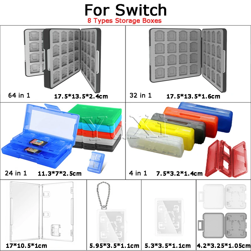 YuXi 2 шт. коробка для хранения игровых карт памяти 64 в 1 32 в 1 24 в 1 коробка для хранения 4 в 1 коробка для одной карты