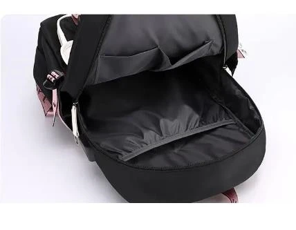 Saco de escola impresso roxo dos desenhos animados para adolescentes e mulheres, linda Kuromi Melody Mochilas, USB, estudantes Bookbag, meninas, meninos