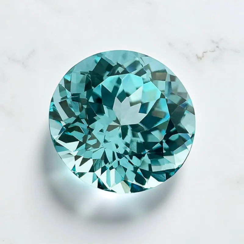 Lab Grown Paraiba Gemstone Round Cut Neon Blue Synthetic Tourmaline Loose For Jewelry Setting&Custom Selectable Certificate
