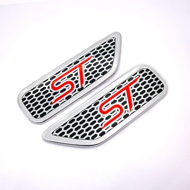 New 1pair 3D Aluminum Emblem ST Sport Fender Side Sticker Badge Accessories for Ford focus 2 fiesta ranger fusion mondeo mk2 mk4