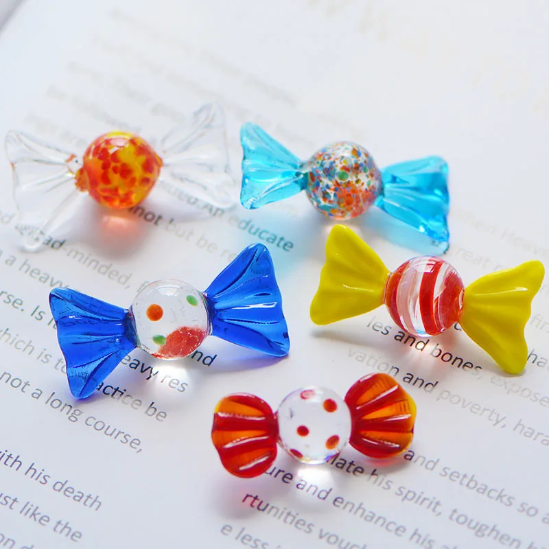 5Pcs/Bag Cute Transparent Glass Candy Models Handmade Glass Candy DIY Ornaments Childhood Memories Creative Holiday Gifts