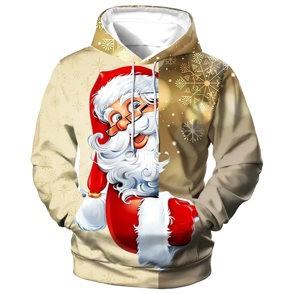

2024 Hot Sales 3D Printed Santa Claus Hoodie Men's Christmas Sweatshirt Men's Clothing Trend Hoodie Clothing