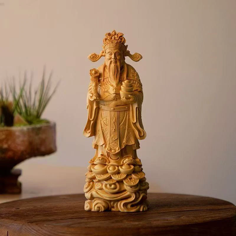 

Резьба по дереву Ruyi God of Wealth, скульптуры и фигурки, резьба по дереву, домашняя комната, офис, богатство, удача, фэн-шуй, декоративная статуя