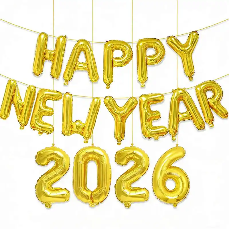 Gold NumberBalloons '26 Happy NewYear2026 ThemeBalloons for New Year's Eve Party Decorations Indoor Outdoor Celebration Supplies