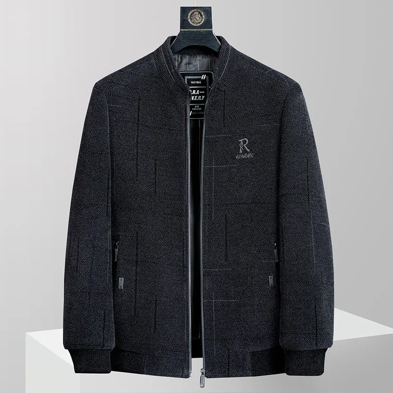 

Spring Autumn Men's Chenille Casual Jaet Coat Middle-Aged Dad Clothes High-End Leisure Men's Clothing Stand Fit Long Sle...