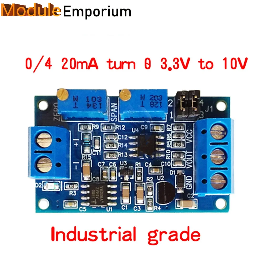 Current to Voltage Module 0/4-20mA to 0-3.3V 5V 10V Voltage Transmitter Converter Signal Conversion Module Board