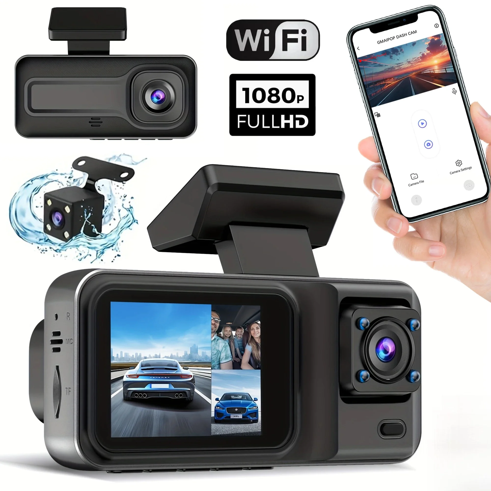 

3 Channel Car DVR HD 1080P 3-Lens Inside Vehicle Dash CamThree Way Camera DVRs Recorder Video Registrator Dashcam Camcorder