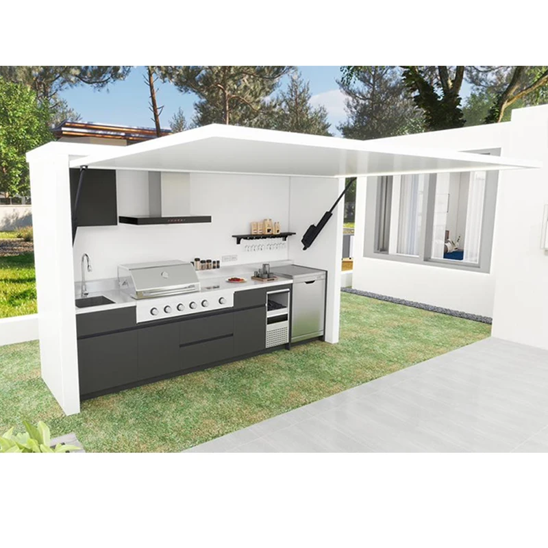 High End Outdoor Kitchen Cabinet BBQ Island Steel Kitchen Cabinet Customized BBQ Pods Modular BBQ Cooking Station