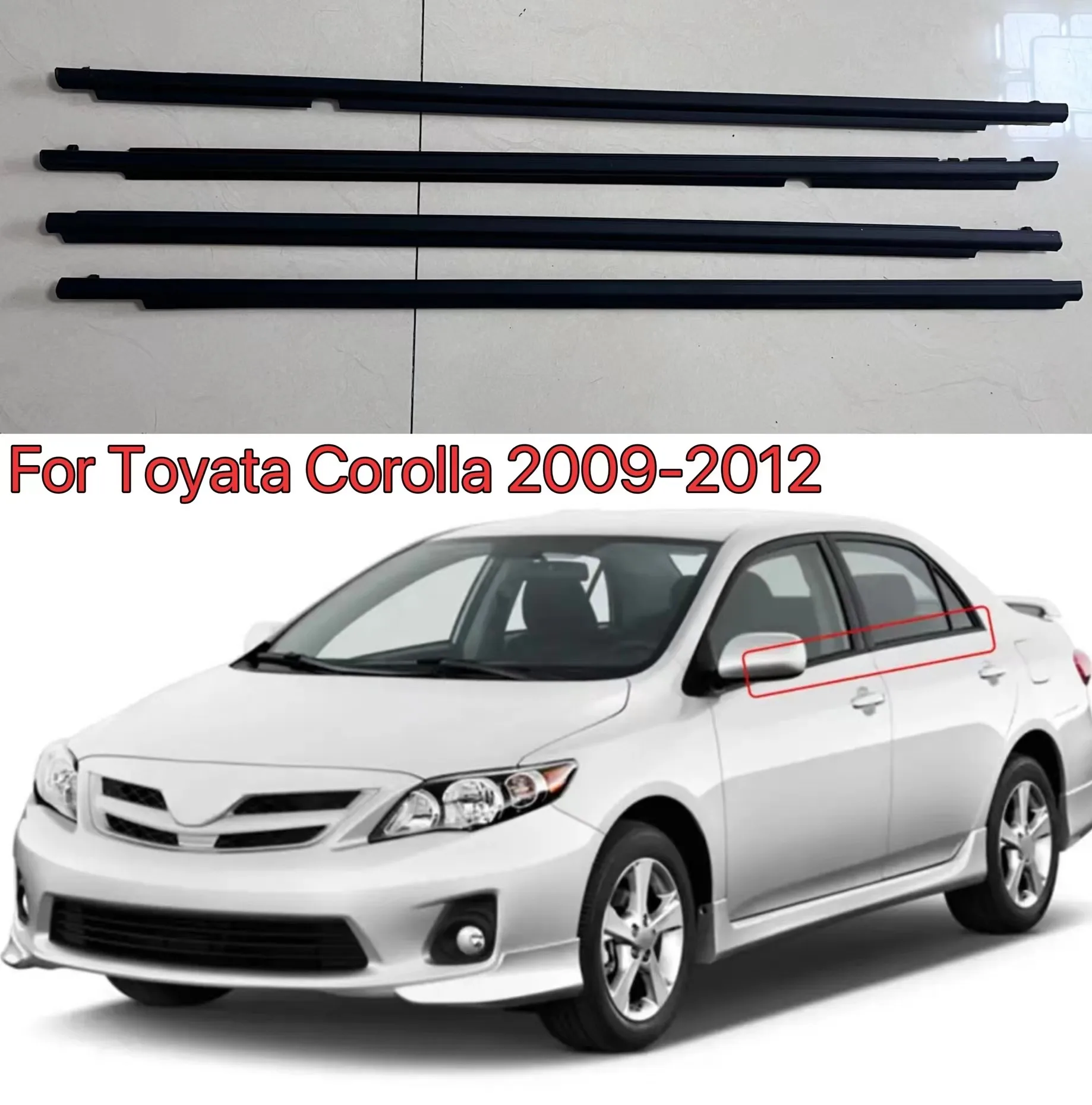 

Door Window Weatherstrip Outside Window Belt Replacement for Toyota Corolla 2009 to 2012 7572002210 7573012300 Accessories