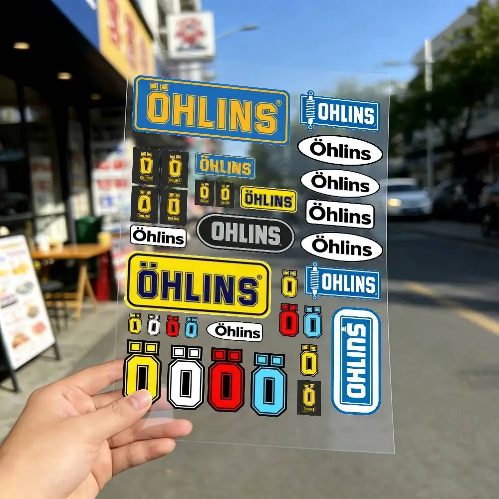 For Ohlins Motorcycle Reflective Stickers Waterproof Decals for Helmet Scooter Fuel Tank Toolbox Racing