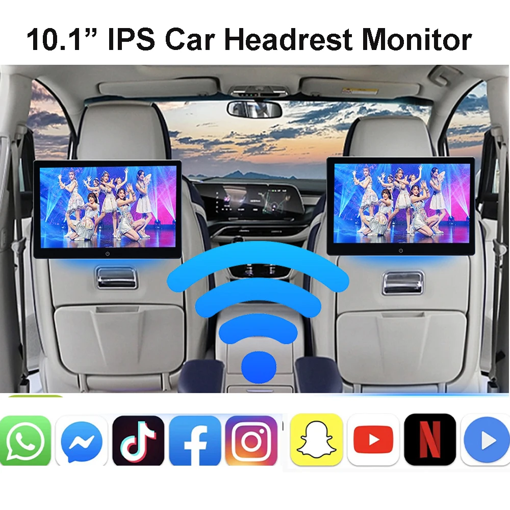 10,1 Zoll Auto-Kopfstützenmonitor Android Tablet PC FHD 1080P WIFI/HDMI/USB/BT RAM 2GB+32GB ROM Mirroring/Miracast APP-Download