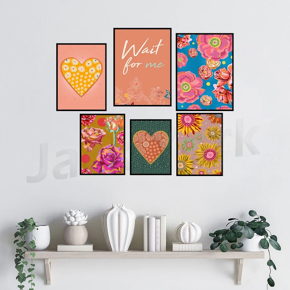 Pink hydrangea print orange large flower art-Floral wall art  blossoms artwork modern botanical poster printable illustration
