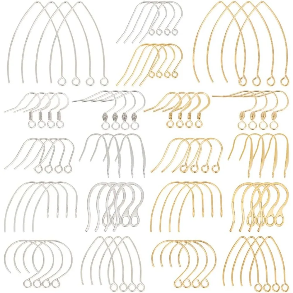 

10 Sizes Stainless Steel Earring Hooks 80pcs Ear Wire with Loop Hypo-allergenic Earring Making Kit French Wire Earring Parts