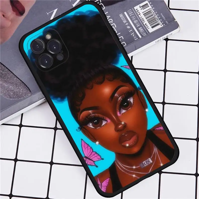 Afro Girls Art Phone Case For iPhone 14 11 12 13 Mini Pro Max 8 7 6 6S Plus X SE 2020 XR XS Funda Case