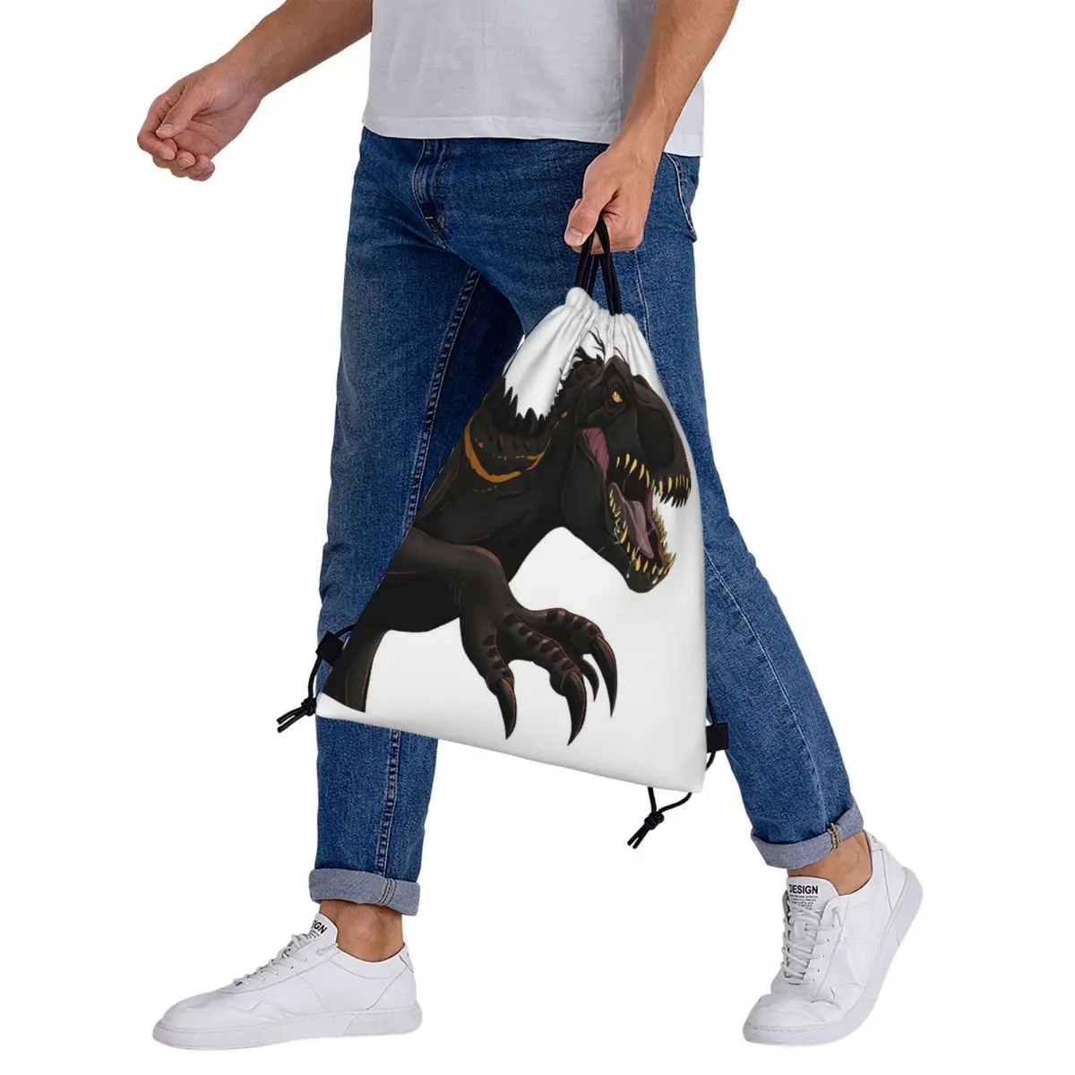 Jurassic World-mochila Indoraptor con cordón para hombre y mujer, bolsa con cordón para libros, para estudiantes