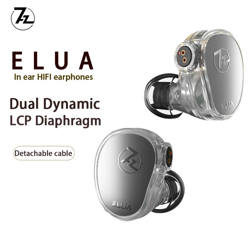 

7Hz x HBB Elua 10mm + 8mm Dual Dynamic Driver In Ear Earphones DJ Hifi IEMs Wired Earbuds With 2pin Detachable Cable