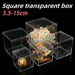 Transparent Acrylic Square Boxes Mini with Cover Food Candy Storage Container Dustproof Protection Showcase Toy Display Cases