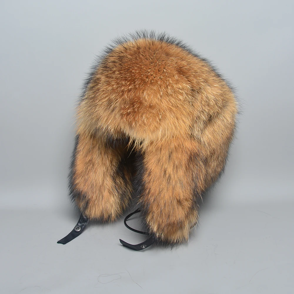 Men Real Fox Fur Beanies Hat Mongolian Hat Unique Process Fox Tail Design Luxury Winter Warm Hats For Fashion Men Bomber Hat