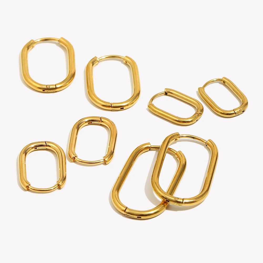 E.B.belle минималистичный стиль U-образные серьги четыре размера серьги из нержавеющей стали гипоаллергенные украшения для женщин модный шарм