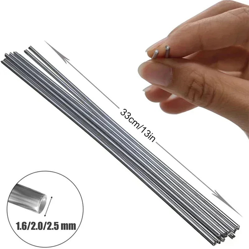 10/200pcs Aluminum Welding Rods Low Temperature Easy Melt Universal Silver Welding Cored Wire Rod Solder Repair Holes Hand Tools