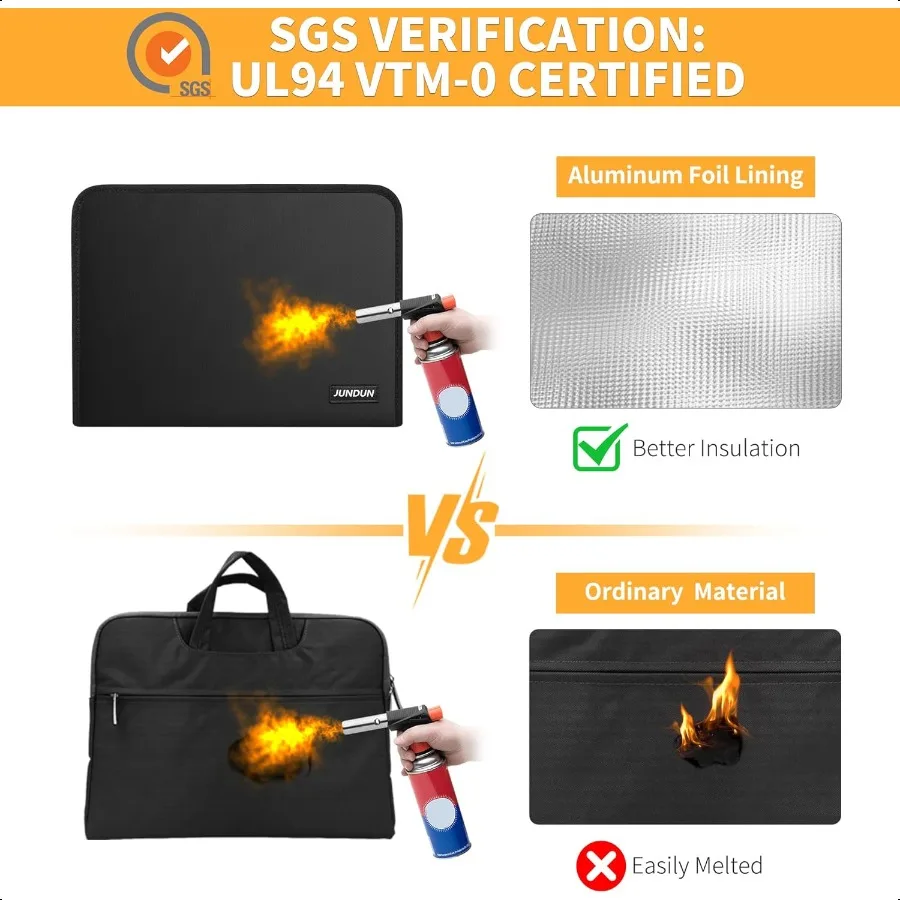 5200 منظم مستندات مقاوم للحريق متعدد الجيوب منظم ملفات الأكورديون مع ملصقات بسحاب مطورة معزولة للحرارة 13 جيوب E