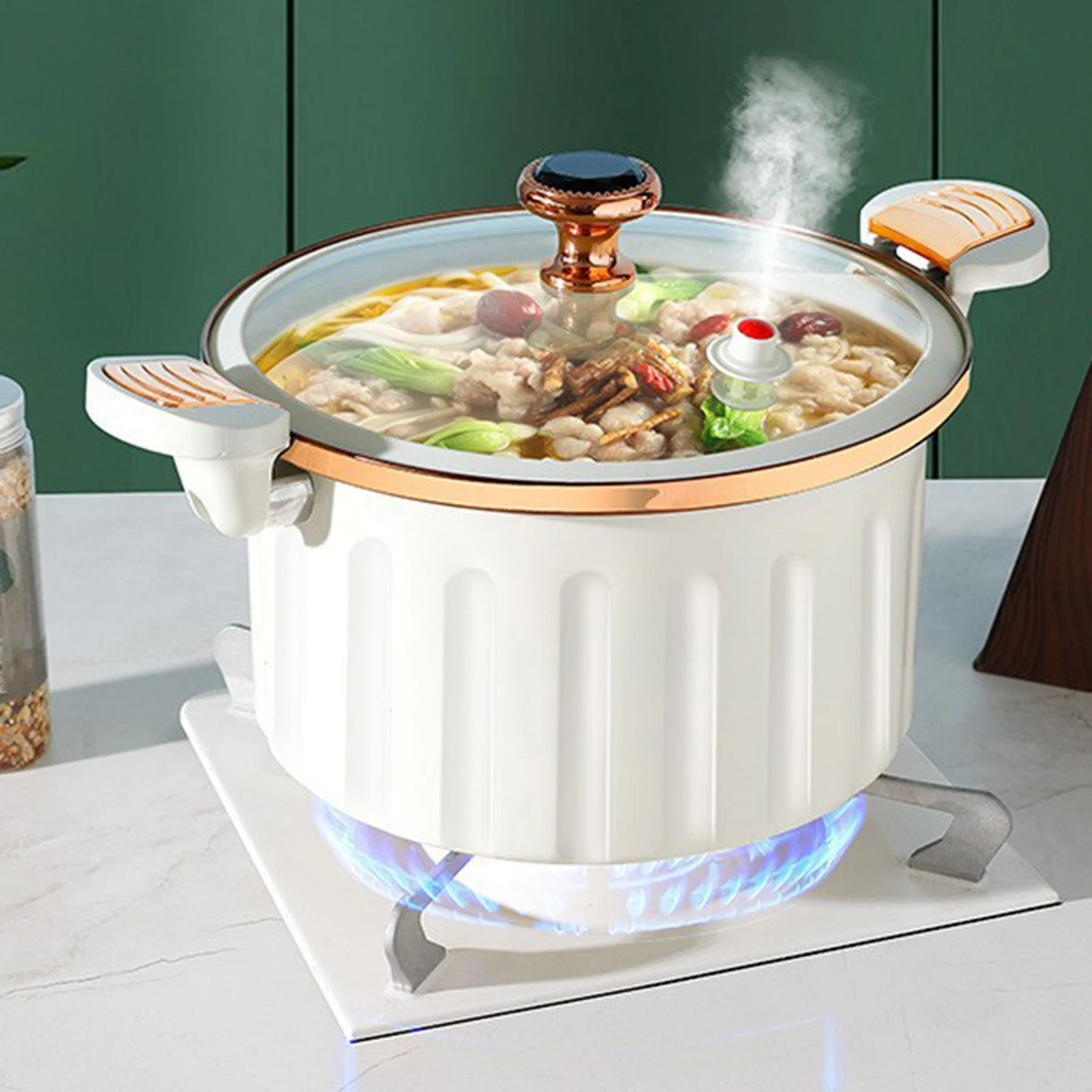 8L Enamel Micro Pressure Pot Korean Vacuum Non stick Soup Pot Non Stick Soup Pot Stewing Boiling Pot Double Ear Stewing Pot