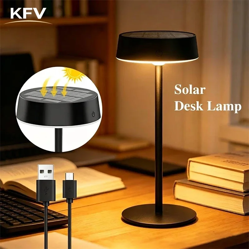 KFV Neue Schreibtischlampe Solarleuchte Tischlampe Schlafzimmer Camping Zwei Lademöglichkeiten 3 Farbtemperaturen Wasserdichte LED-Schreibtischleuchten