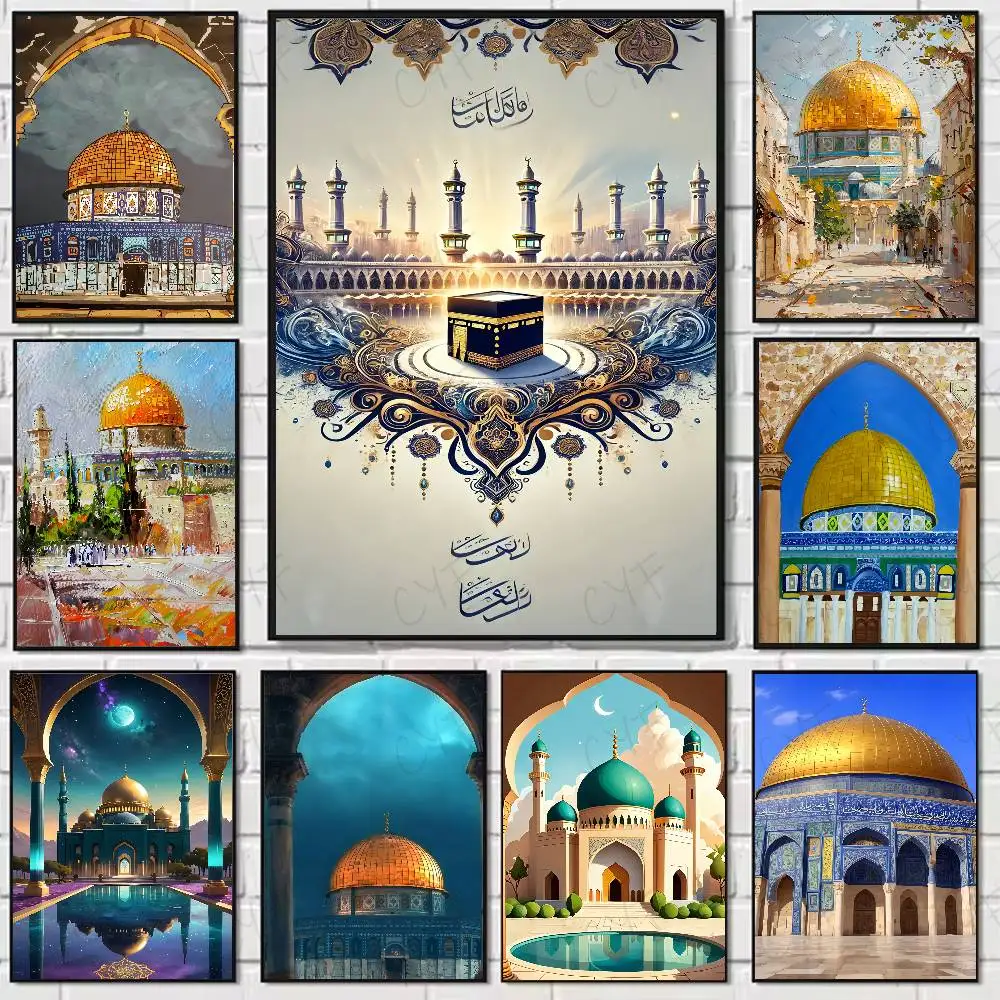 

Al-Aqsa Mosque Island Poster Sticker Vintage Movie Posters Print Waterproof Wall Art For Living Room Bedroom Home Decor