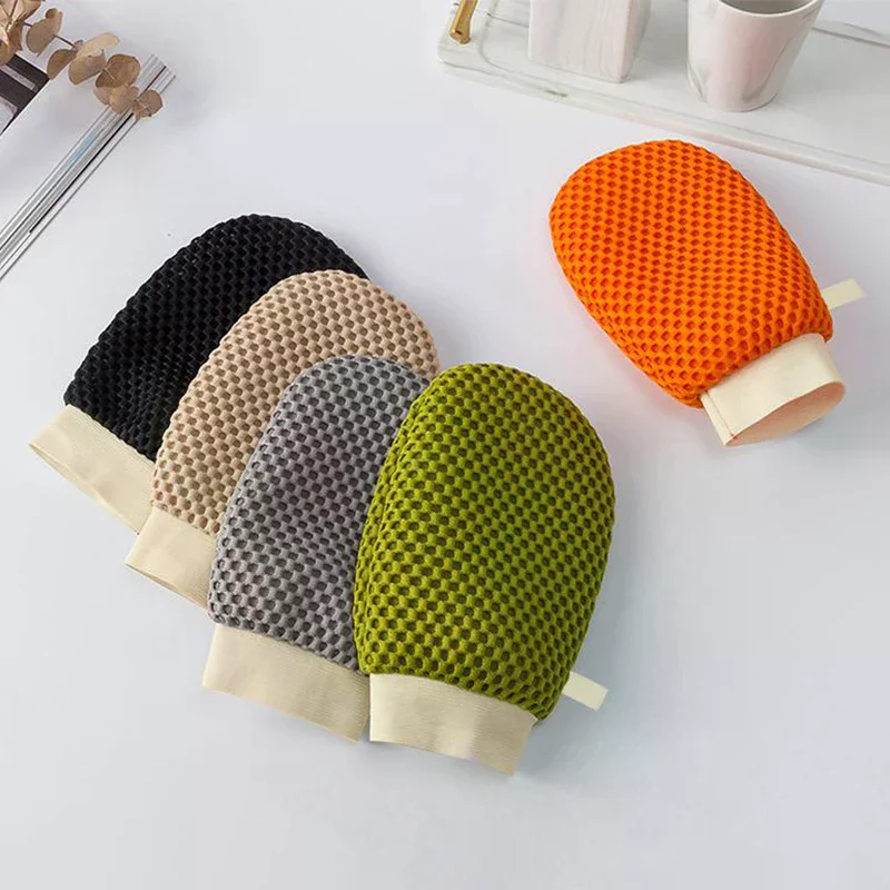 Sarung Tangan Mandi 2-in-1 Dua Sisi Untuk Menghilangkan Kulit Mati Dan Kotoran Sarung Tangan Mandi Kain Mandi Jaring Berbusa Kantong Sabun Dapat Menyimpan Sabun