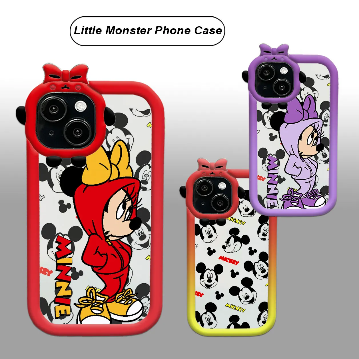 ディズニーかわいいミッキーのマウスケース,かわいい,小さなモンスター,iPhone 15, 14, 13, 12, 11 pro max,xs,x,xr,7,8 plus,6s,5s
