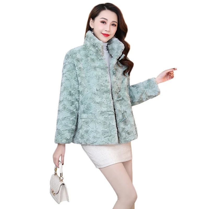 Imitation Fur Integrated Coat Women Short 2023 Autumn Winter New Korean Of Western Fashion Thick Lamb Wool Warm Jacket Cardigan