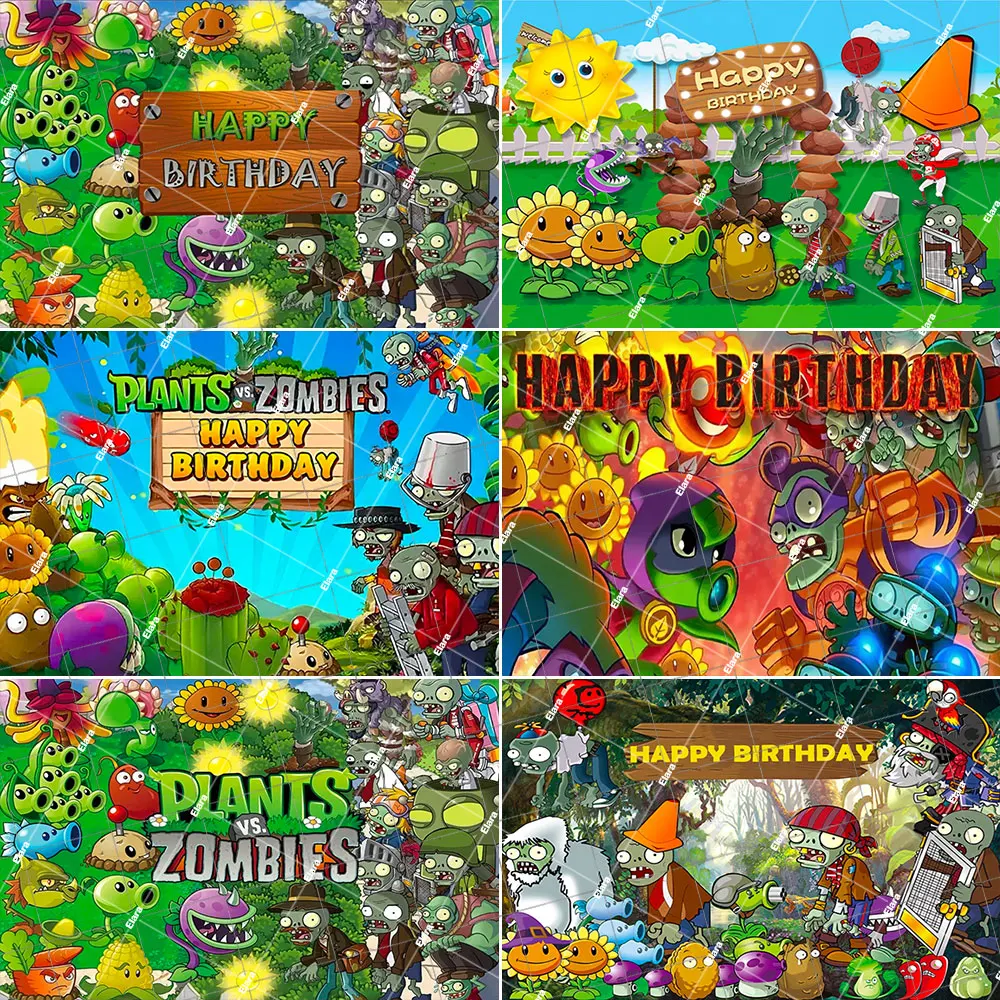 

Cartoon Game Plants &vs. Z-Zombies Boy Birthday Party Decoration Sunflower Plant Background Photography Props For Kids Gifts