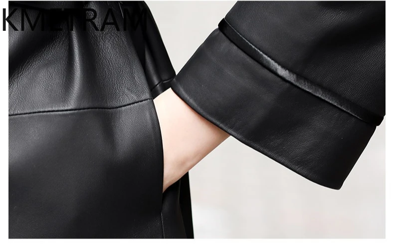 100 % echte Schaffelljacke Frau schwarz V-Ausschnitt echtes Leder Jacken Frauen mittlere Länge Outer Herbst Kleidung 2025 Chaquetas