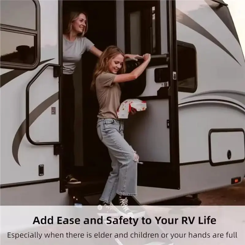N26R-Aluminum RV For Trailer Screen Door Closer Kit Adjustable Tension Black Version Grab Bar For Door Locking Protection