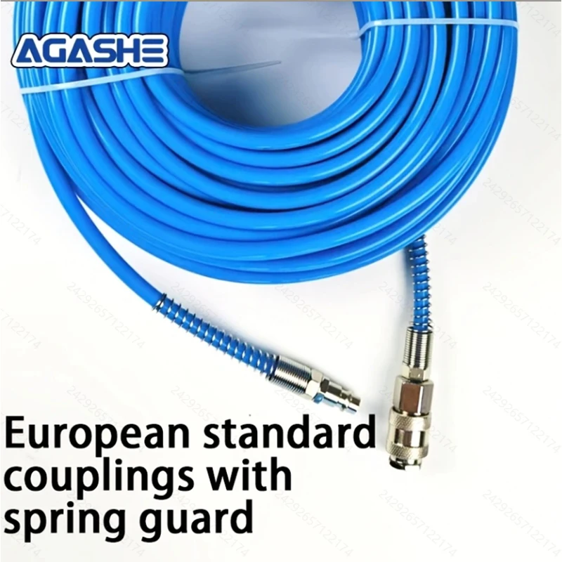 AGASEH 1 قطعة خرطوم ضاغط الهواء مع موصل سريع (الاتحاد الأوروبي 3 في 1 مع واقي زنبركي)، خرطوم هواء PU معزز مرن 10/20/30 م 8*5 م #3